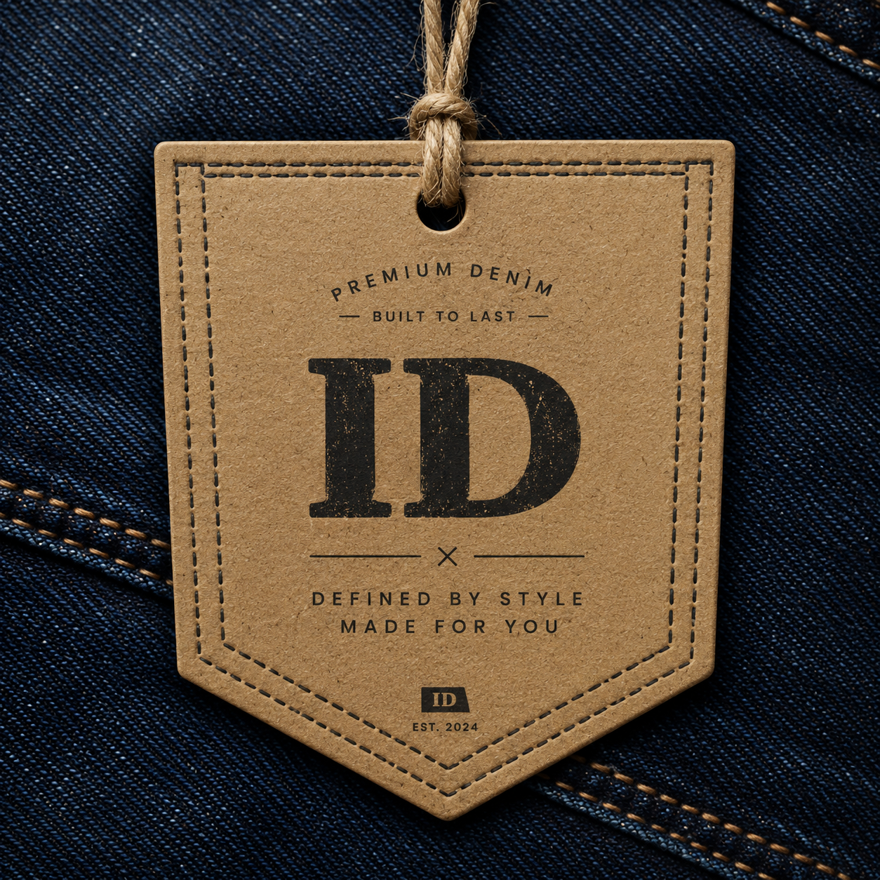 Premium denim hang tag and branding